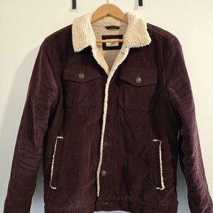 Marine Layer Men's Corduroy Sherpa Jacket - Burgundy